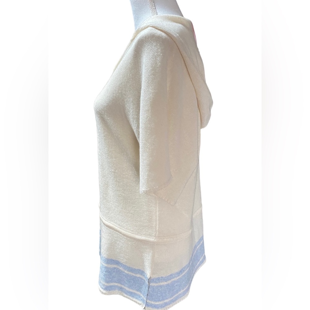 Vineyard Vines hooded sweater stripe Cashmere/Linen, SZ medium, ivory, (NWT) - Picture 3 of 14